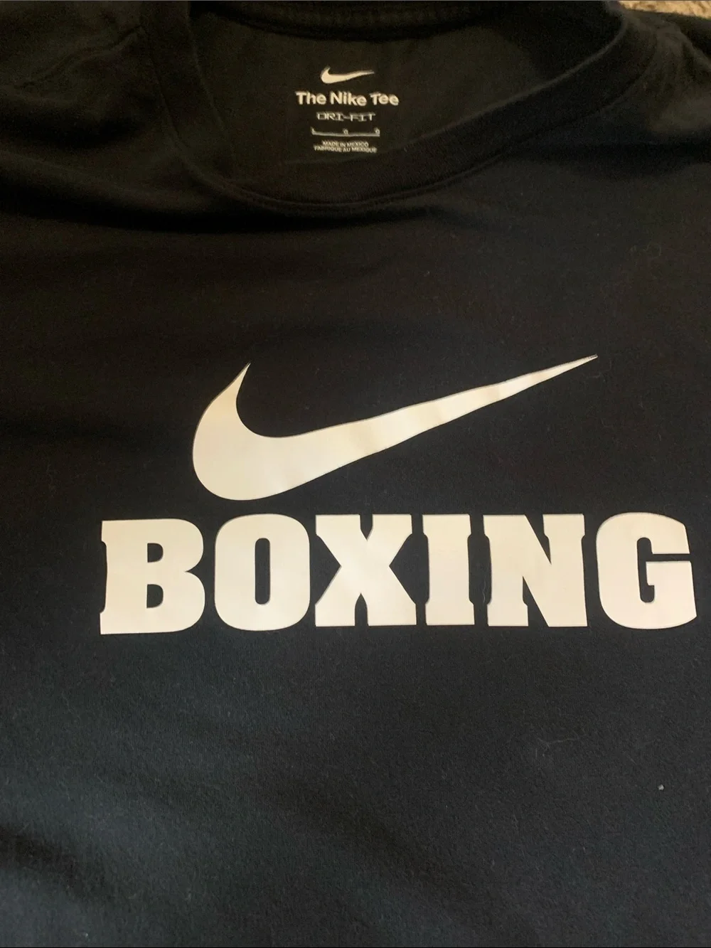Nike Black T-Shirt with White Swoosh and BOXING Print - Picture 3 of 4